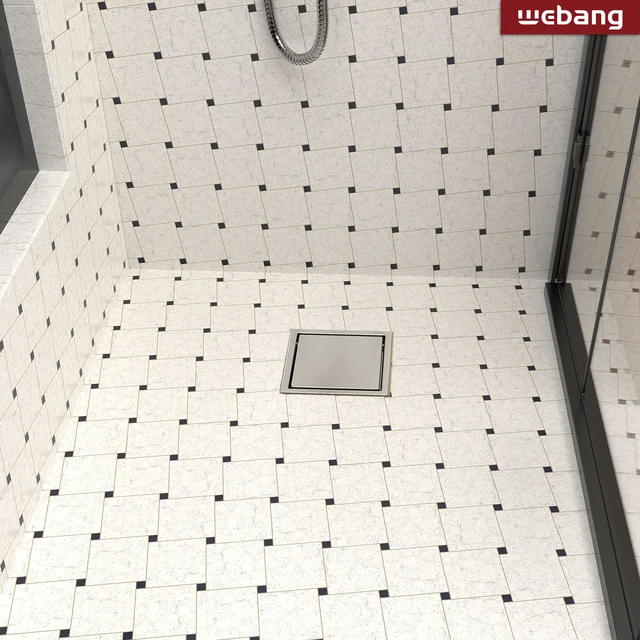 Alt view image 6 of 6 - 6 Inch Square Shower Drain Nickel Floor Drain with Flange Reversible 2-in-1 Cover Tile Insert Grate Removable SUS304 Stainless Steel CUPC Certified Brushed Nickel