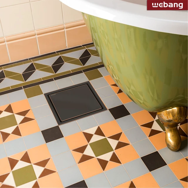 Alt view image 6 of 6 - 6 Inch Square Shower Drain Bronze Floor Drain with Flange Reversible 2-in-1 Cover Tile Insert Grate Removable SUS304 Stainless Steel CUPC Certified Oil Rubbed Bronze