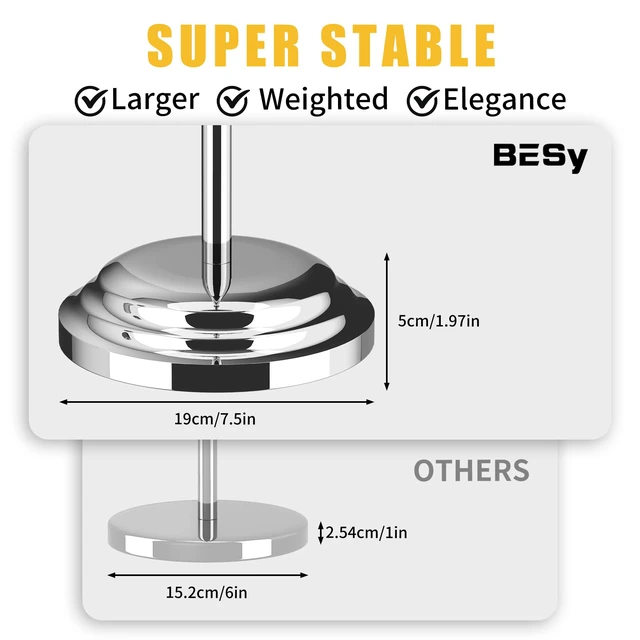 Alt view image 6 of 7 - Toilet Paper Holder Floor Stand, Bathroom Freestanding Chrome Toilet Tissue Roll Holder, Free Standing Rack with Storage, Weighted Base Accessories, SUS304 Stainless Steel Rustproof