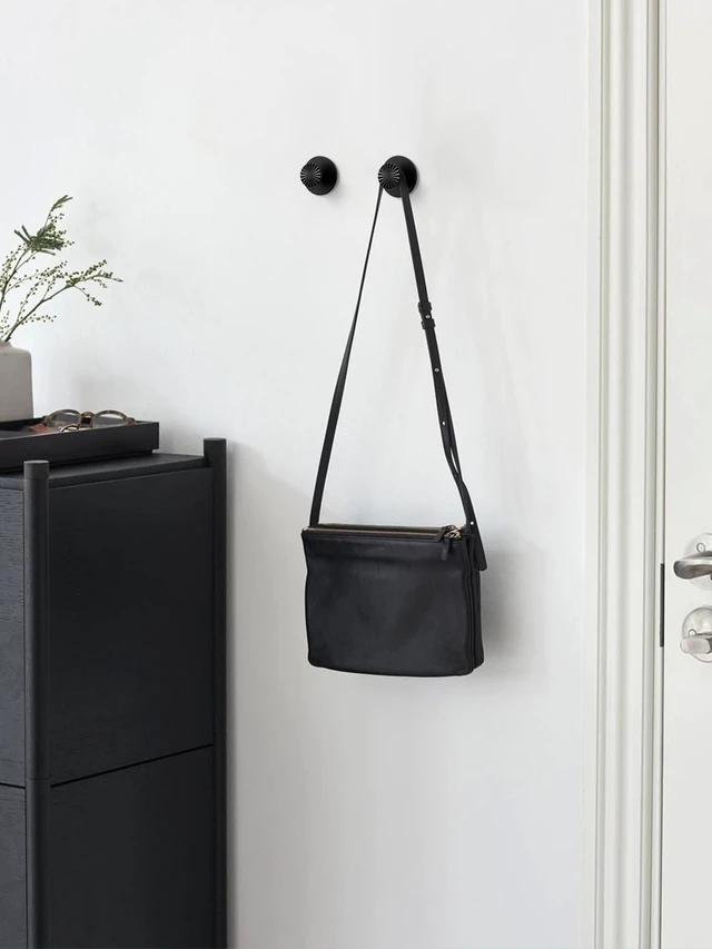Alt view image 6 of 7 - 4 Pack Adhesive Coat Hooks for Bathrooms Black Wall Robe Towel Hooks for Hanging Kitchen Decorative Heavy Duty Zinc Alloy