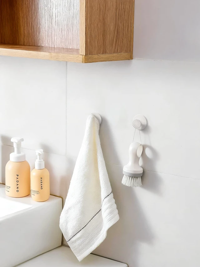 Alt view image 3 of 7 - 4 Pack Adhesive Coat Hooks for Bathrooms White Wall Robe Towel Hooks for Hanging Kitchen Decorative Heavy Duty Zinc Alloy