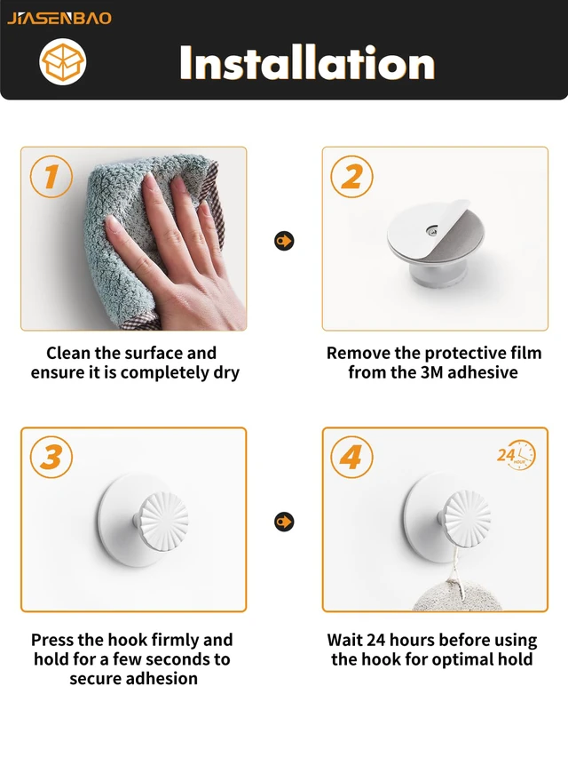 Alt view image 7 of 7 - 4 Pack Adhesive Coat Hooks for Bathrooms White Wall Robe Towel Hooks for Hanging Kitchen Decorative Heavy Duty Zinc Alloy