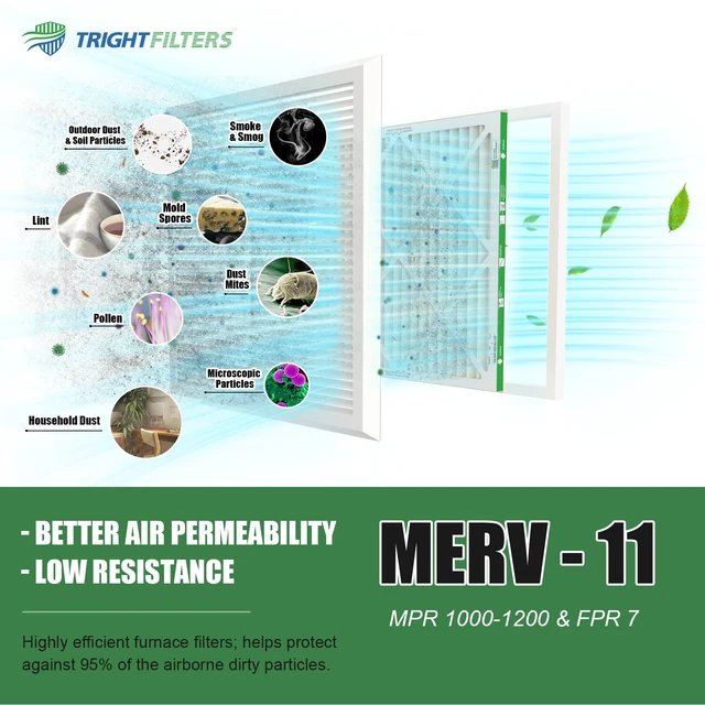 Alt view image 5 of 7 - 14x14x1 Air Filter 4 Pack, MERV 11 Dust & Pet Dander Defense Electrostatic Pleated HVAC AC Furnace Filters Replacement for Home (Actual Size 13.78x13.78x0.79 in)