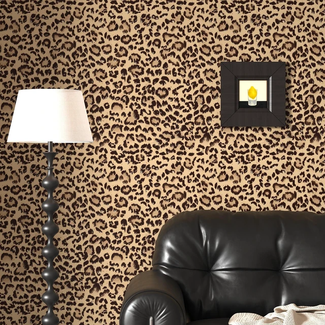 Main image of Leopard Peel and Stick Wallpaper Cheetah Contact Paper Brown 17.3''×393'' Waterproof Vintage Wallpaper Self Adhesive Removable Wall Paper Leopard Print Wallpapers Vinyl for Bedroom Bathroom Cabinets
