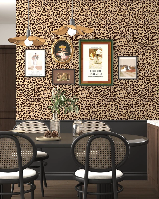 Alt view image 6 of 7 - Leopard Peel and Stick Wallpaper Cheetah Contact Paper Brown 17.3''×393'' Waterproof Vintage Wallpaper Self Adhesive Removable Wall Paper Leopard Print Wallpapers Vinyl for Bedroom Bathroom Cabinets