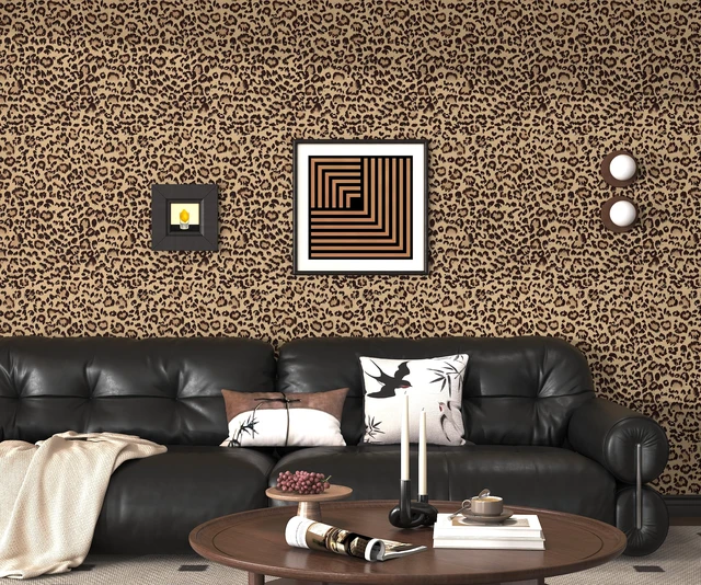 Alt view image 5 of 7 - Leopard Peel and Stick Wallpaper Cheetah Contact Paper Brown 17.3''×393'' Waterproof Vintage Wallpaper Self Adhesive Removable Wall Paper Leopard Print Wallpapers Vinyl for Bedroom Bathroom Cabinets