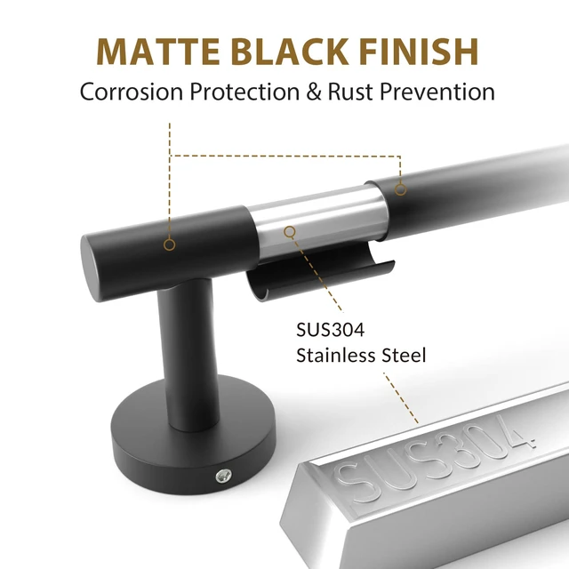 Alt view image 3 of 7 - 18 Inch Matte Black Bathroom Hardware Set, Thicken, 4-Piece Modern Towel Bar Set, Wall Mounted Towel Racks for Bathroom, Durable SUS304 Stainless Steel Bathroom Accessories Set