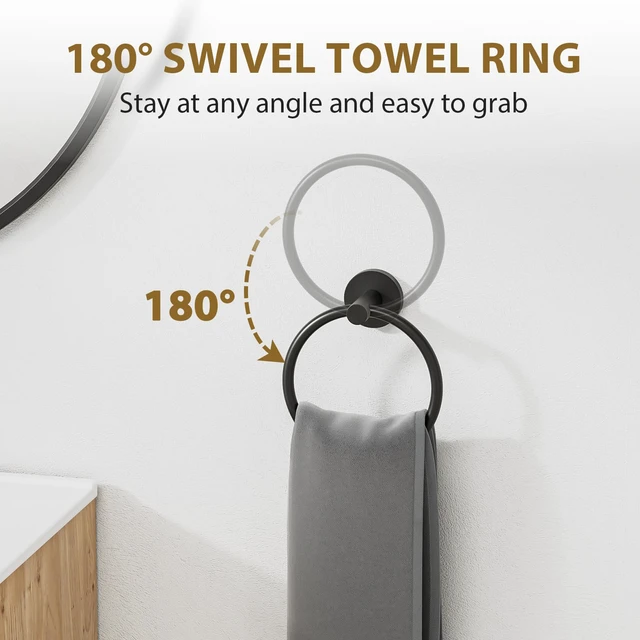 Alt view image 5 of 7 - 18 Inch Matte Black Bathroom Hardware Set, Thicken, 4-Piece Modern Towel Bar Set, Wall Mounted Towel Racks for Bathroom, Durable SUS304 Stainless Steel Bathroom Accessories Set