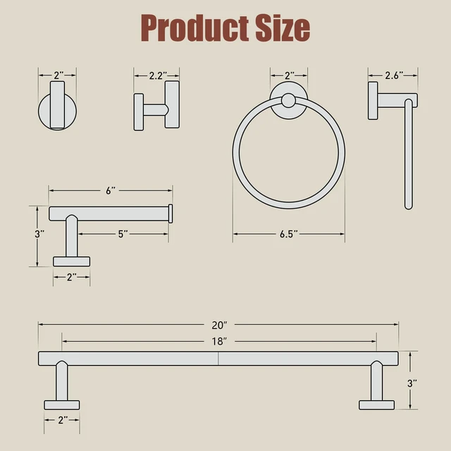 Alt view image 2 of 7 - 18 Inch Brushed Gold Bathroom Accessories, Thicken, 5-Piece Modern Towel Bar Set, Wall Mounted Towel Racks for Bathroom, Durable SUS304 Stainless Steel Bathroom Accessories Set