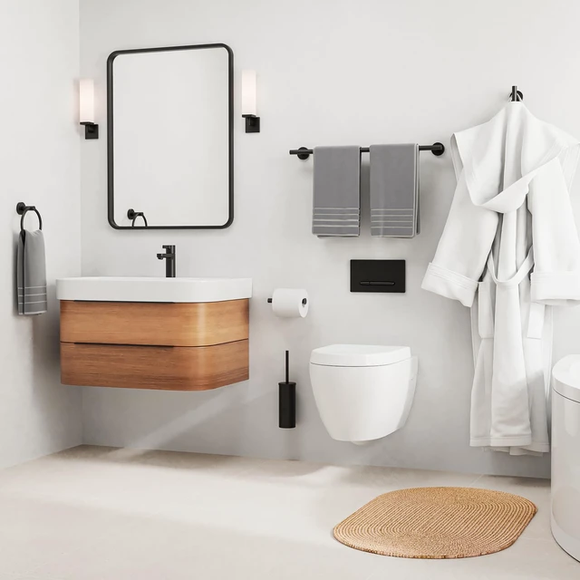 Alt view image 7 of 7 - 24 Inch Matte Black Bathroom Hardware Set, Thicken, 4-Piece Modern Towel Bar Set, Wall Mounted Towel Racks for Bathroom, Durable SUS304 Stainless Steel Bathroom Accessories Set