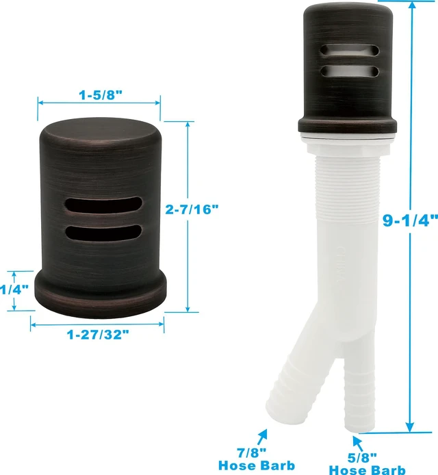 Alt view image 5 of 7 - Dishwasher Air Gap Kits with ORB Dishwasher Air Gap Cover and Matching Escutcheon, Replacement air gap dishwasher,Solid Brass Air Gap Cap, Oil Rubbed Bronze Finish