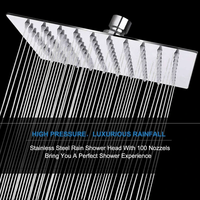 Alt view image 2 of 6 - Shower Head with Hose, High Pressure Stainless Steel Rain Shower and 3 Settings Handheld Spray Combo with Push Button Flow Control (8 Inch, Chrome Finish)