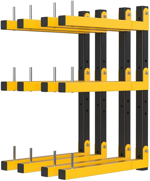 Main image of Lumber Rack Wall Mount Storage Racks Folding Wood Organizer Heavy Duty Shelf Brackets With 6-Level 720 Lbs Capacity Yellow Metal Utility Racks Garage Wall Shelving for Indoor and Outdoor Use (4 Pack)
