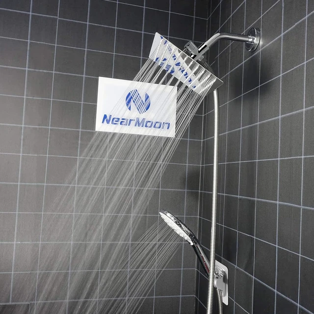 Alt view image 6 of 6 - Shower Head with Hose, High Pressure Stainless Steel Rain Shower and 3 Settings Handheld Spray Combo with Push Button Flow Control (8 Inch, Chrome Finish)