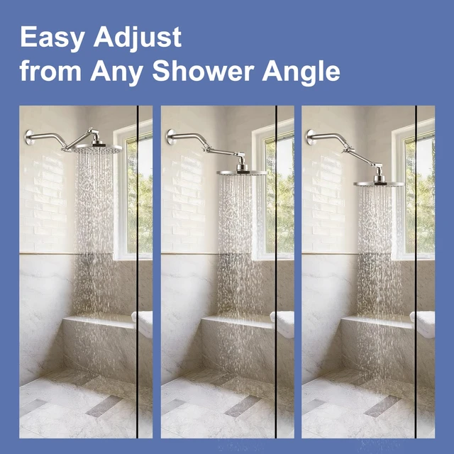 Alt view image 4 of 7 - Shower Head Extension Arm, 6 in Shower Extension Arm with Locking Nut, Adjustable Shower Extender, G1/2 Connector for Fixed Shower Head & Handheld Showerhead, Brushed Nickel