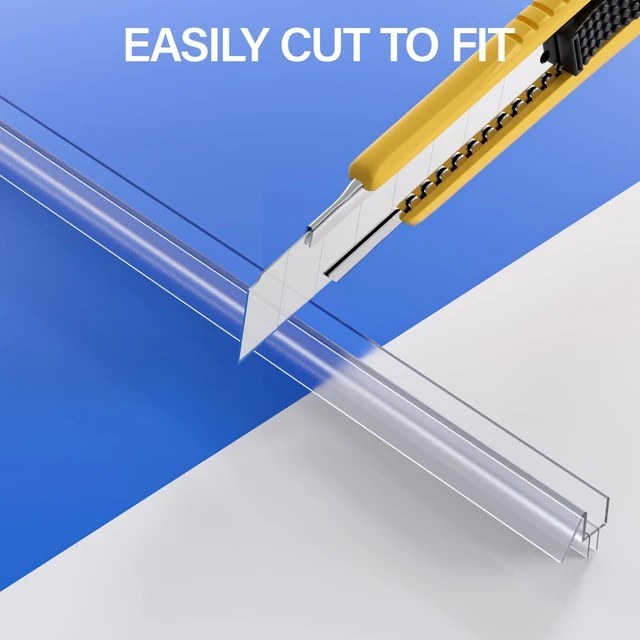 Alt view image 3 of 7 - 3 Pack 3/8" x 39" Shower Door Side Seal Door, Shower Door Sweep Shower Side Seal for 3/8'' (10mm) Doors, Frameless Glass Shower Door Seal Strip Stop Shower Leaks and Create a Water Barrier