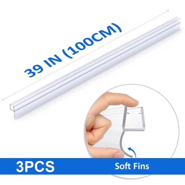 Alt view image 2 of 7 - 3 Pack 3/8" x 39" Shower Door Side Seal Door, Shower Door Sweep Shower Side Seal for 3/8'' (10mm) Doors, Frameless Glass Shower Door Seal Strip Stop Shower Leaks and Create a Water Barrier