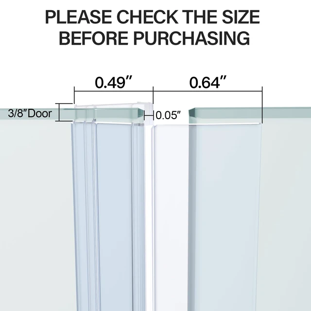 Alt view image 6 of 7 - 3 Pack 3/8" x 39" Shower Door Side Seal Door, Shower Door Sweep Shower Side Seal for 3/8'' (10mm) Doors, Frameless Glass Shower Door Seal Strip Stop Shower Leaks and Create a Water Barrier