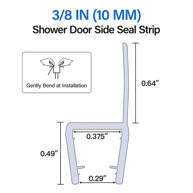 Alt view image 7 of 7 - 3 Pack 3/8" x 39" Shower Door Side Seal Door, Shower Door Sweep Shower Side Seal for 3/8'' (10mm) Doors, Frameless Glass Shower Door Seal Strip Stop Shower Leaks and Create a Water Barrier