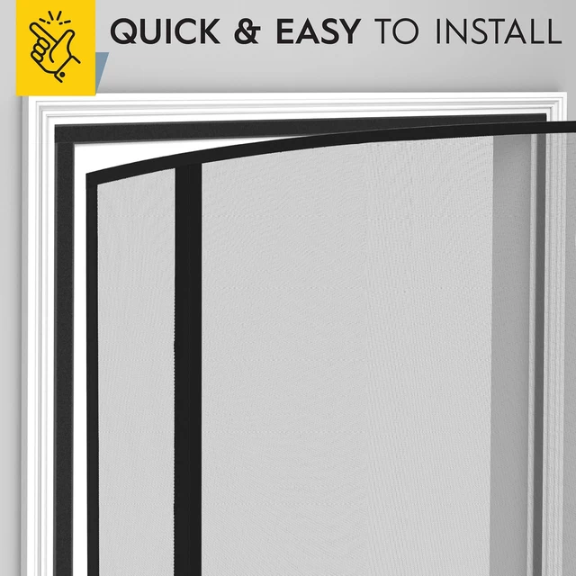 Alt view image 5 of 7 - Fiberglass Magnetic Screen Door Reversible Left Right Side Opening - Self Sealing, Heavy Duty, Hands Free, Keeps Bugs Out - Pet and Kid Friendly - Patent Pending Keep Open Feature 38 x 83