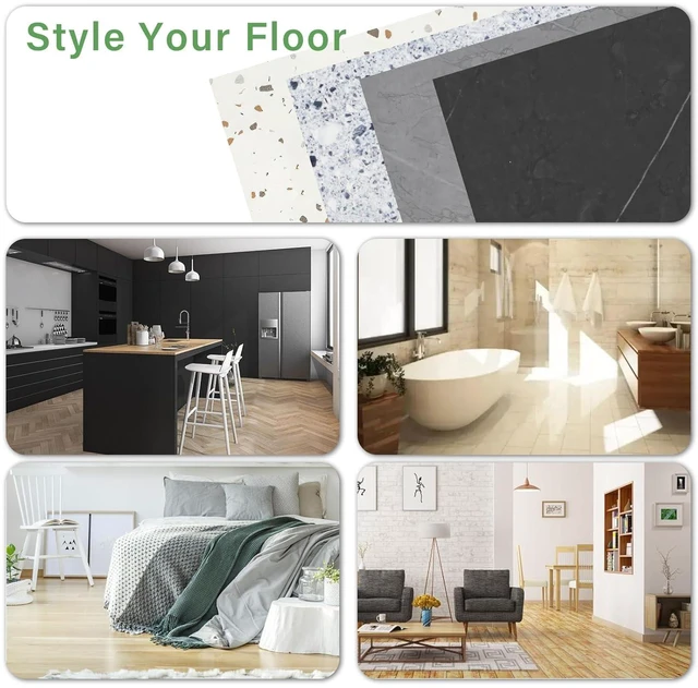 Alt view image 4 of 7 - 40-Pack Peel and Stick Floor Tiles Vinyl Floor 12 x 12 inch Self Adhesive Waterproof Flooring Planks DIY for Bathroom, Kitchen, Living Room, RV, Cover 40 Sq. Ft, Black Vein Marble