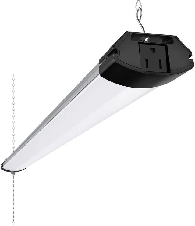 Main image of BS84 LED Shop Lights 4FT for Workshop, 84W 10000LM 6500K, 1 Pack 4FT for Garage Basement Workbench, Hanging or Flush Mount, Linkable to 3, with Pull Chain Switch, Aluminum, Frosted Cover