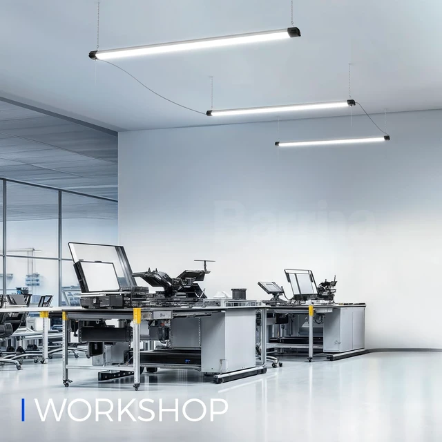 Alt view image 4 of 7 - BS84 LED Shop Lights 4FT for Workshop, 84W 10000LM 6500K, 1 Pack 4FT for Garage Basement Workbench, Hanging or Flush Mount, Linkable to 3, with Pull Chain Switch, Aluminum, Frosted Cover