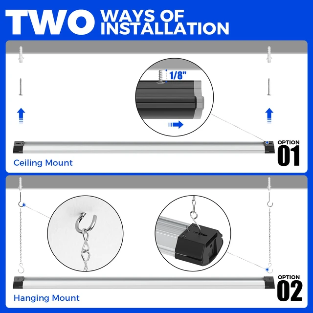 Alt view image 5 of 7 - BS84 LED Shop Lights 4FT for Workshop, 84W 10000LM 6500K, 1 Pack 4FT for Garage Basement Workbench, Hanging or Flush Mount, Linkable to 3, with Pull Chain Switch, Aluminum, Frosted Cover