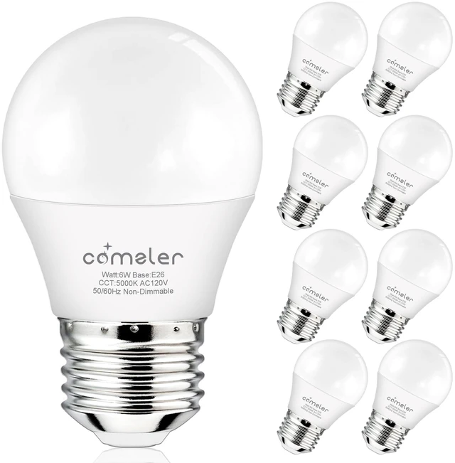 Main image of 8 Pack E26 Ceiling Fan LED Light Bulbs 60W Equivalent 5000K Daylight A15 LED Small Light Bulb, Non-Dimmable, CRI85, 6 Watt 600LM, 120V, E26 Medium Base Appliance Bulb, Home Lighting
