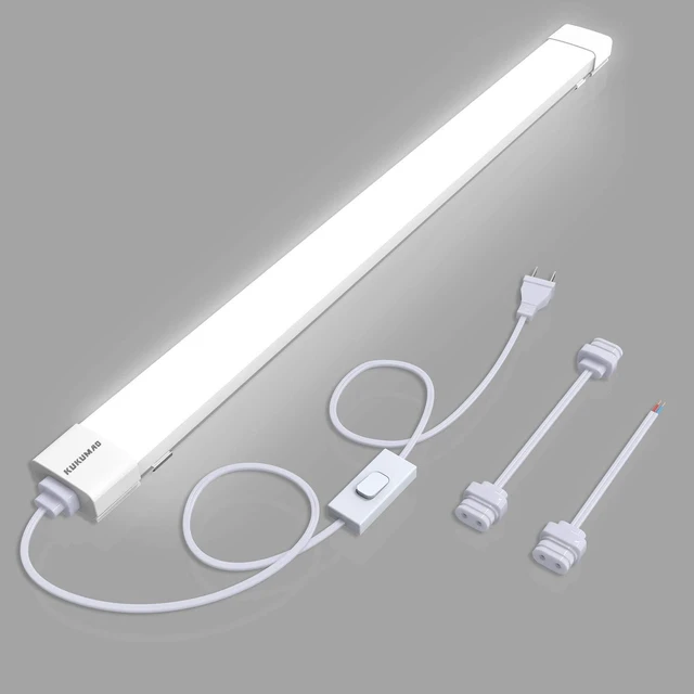 Main image of Utility LED Shop Lights Fixture with Plug 4FT 5000K 36W 3600LM Plug-and-Play Linkable Ceiling Light. Under Cabinet Light,Workbench Lamp for Garage, Kitchen, Bathroom, Closet & Office