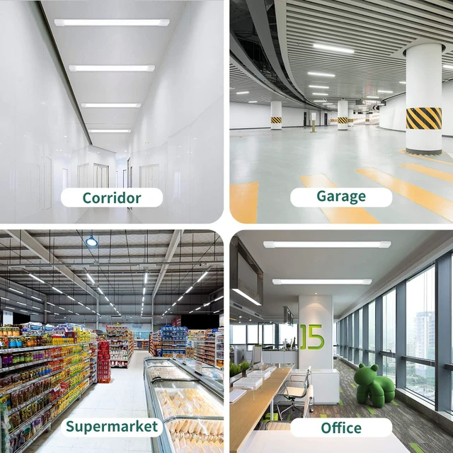 Alt view image 5 of 6 - Utility LED Shop Lights Fixture with Plug 4FT 5000K 36W 3600LM Plug-and-Play Linkable Ceiling Light. Under Cabinet Light,Workbench Lamp for Garage, Kitchen, Bathroom, Closet & Office