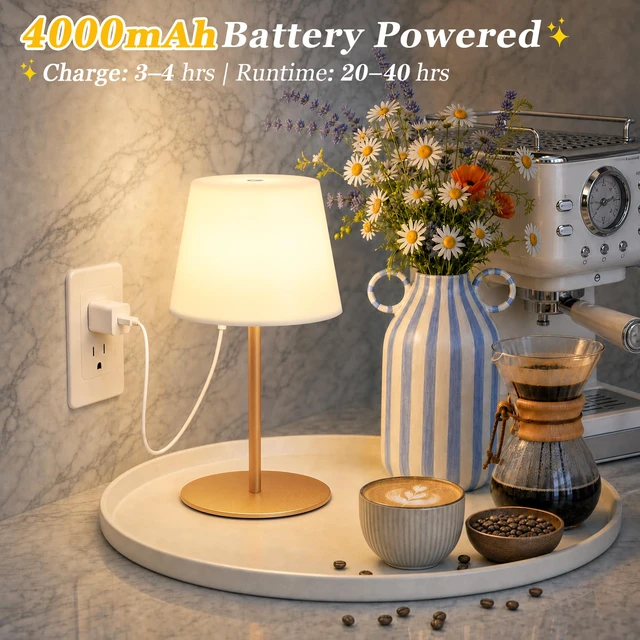 Alt view image 4 of 7 - Shower Lamp Rechargeable Waterproof Lamp, Cordless Table Lamp for Bathroom IP54 Spa-Like Shower Light, 4000mAh Battery Powered, 3 Color Modes, Stepless Dimming and Memory, for Bathtub Outdoor (1Pack)