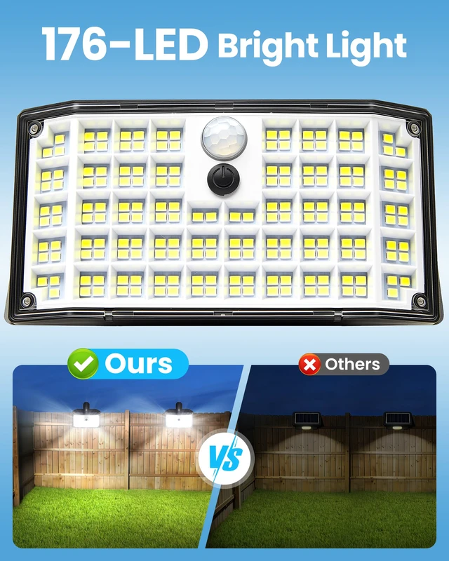 Alt view image 2 of 7 - Clip on Solar Fence Lights Outdoor, 176 LED Motion Sensor Lights 600LM & 180°Wide Angle Solar Fence Lights with IP65 Waterproof Clip-On Design for Fence, Gutter, Patio and Camping 4 Pack