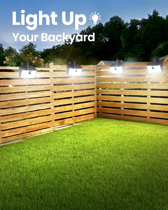 Alt view image 4 of 7 - Clip on Solar Fence Lights Outdoor, 176 LED Motion Sensor Lights 600LM & 180°Wide Angle Solar Fence Lights with IP65 Waterproof Clip-On Design for Fence, Gutter, Patio and Camping 4 Pack