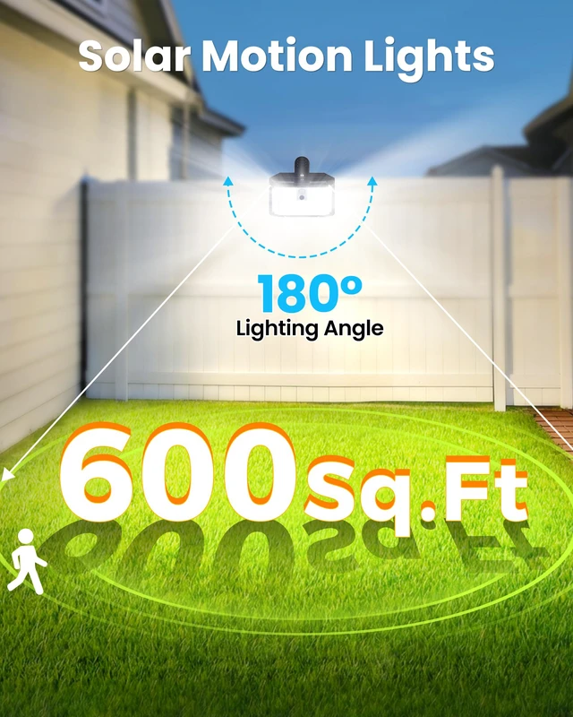 Alt view image 5 of 7 - Clip on Solar Fence Lights Outdoor, 176 LED Motion Sensor Lights 600LM & 180°Wide Angle Solar Fence Lights with IP65 Waterproof Clip-On Design for Fence, Gutter, Patio and Camping 4 Pack