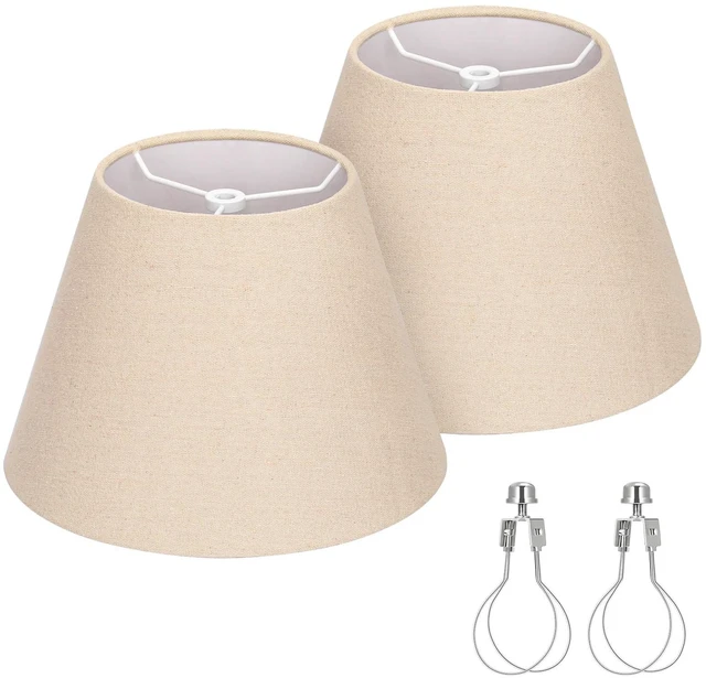 Main image of Small Lampshades Set of 2, 5.5"Top x 10"Bottom x 6.6"High, Brown Bell Shade Burlap Lamp Shades for Table Lamps Wall Lamps, Fabric Lampshades, Spider, Bulb Clip Adapters Included, No Assembly Required