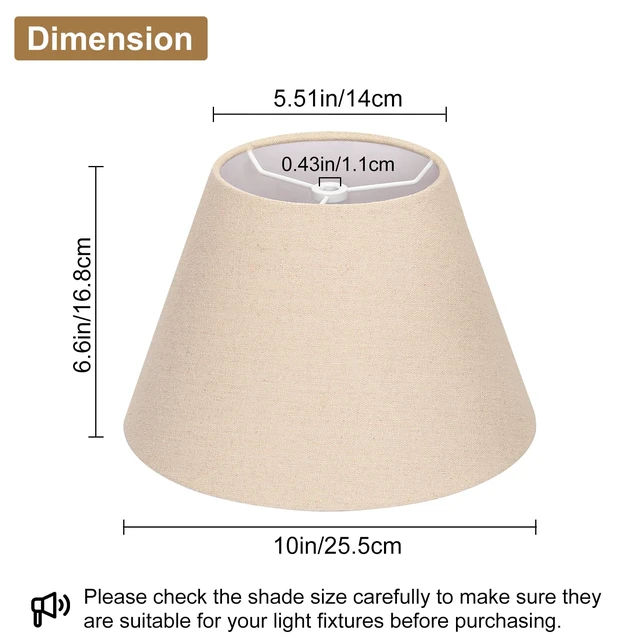 Alt view image 2 of 6 - Small Lampshades Set of 2, 5.5"Top x 10"Bottom x 6.6"High, Brown Bell Shade Burlap Lamp Shades for Table Lamps Wall Lamps, Fabric Lampshades, Spider, Bulb Clip Adapters Included, No Assembly Required