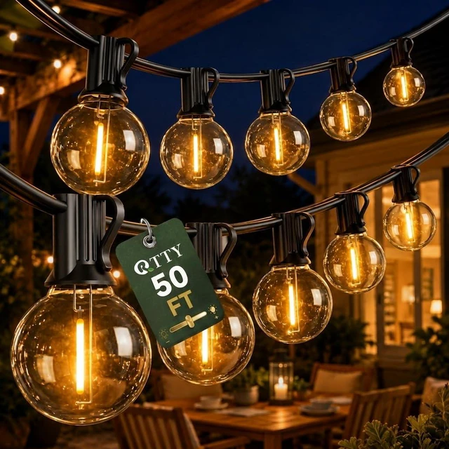 Main image of 50FT Outdoor String Lights, 25+1 G40 LED Bulbs,Dimmable Patio Lights Waterproof 2700K Warm white bulbs,energy-efficient connectable design for backyard parties,weddings,Bistro,Balcony and cafes