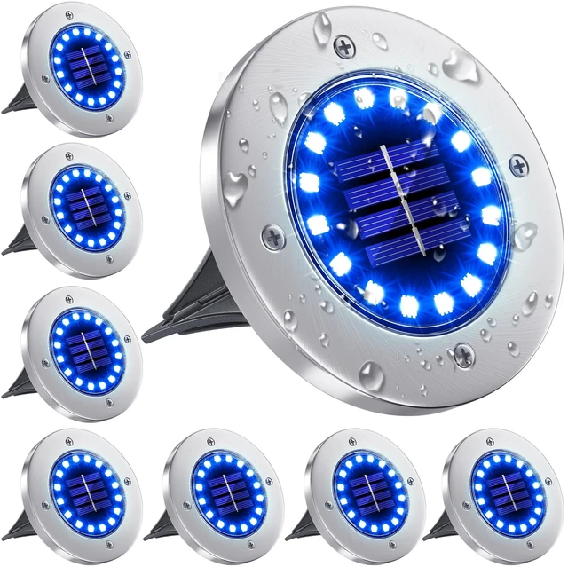 Main image of Blue Solar Ground Lights Outdoor with 16 LEDs Waterproof Outdoor