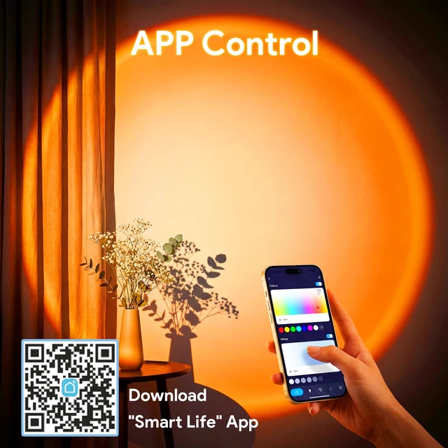 Alt view image 2 of 7 - Sunset Lamp Projector Led Lights with APP, Push Button Control Night Light RGB Lights Sun Light Sunrise Lamp 360° Rotation Mood Lighting Home/Room Decor Gifts for Women,Desktop Multicolor