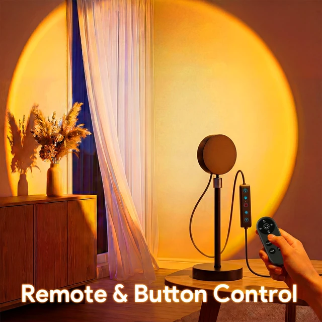 Alt view image 3 of 7 - Sunset Lamp Projector Led Lights with Remote,APP Push Button Control Night Light RGB Lights Sun Sunlight Sunrise Lamp 360° Rotation Mood Lighting Home/Room Decor Gifts for Women,Desktop Multicolor