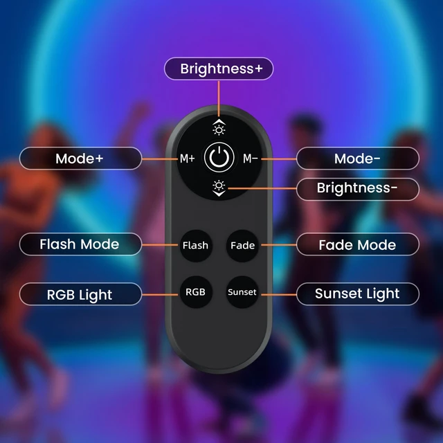 Alt view image 7 of 7 - Sunset Lamp Projector Led Lights with Remote,APP Push Button Control Night Light RGB Lights Sun Sunlight Sunrise Lamp 360° Rotation Mood Lighting Home/Room Decor Gifts for Women,Desktop Multicolor