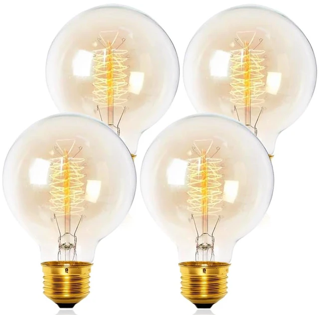 Main image of 60W Incandescent Light Bulb 4-Pack, G80 Edison Bulb Clear Glass 2200K Warm Light, 230LM Brightness, 110V E26 Base, Dimmable Vintage Style Bulb for Bedroom Living Room Decor
