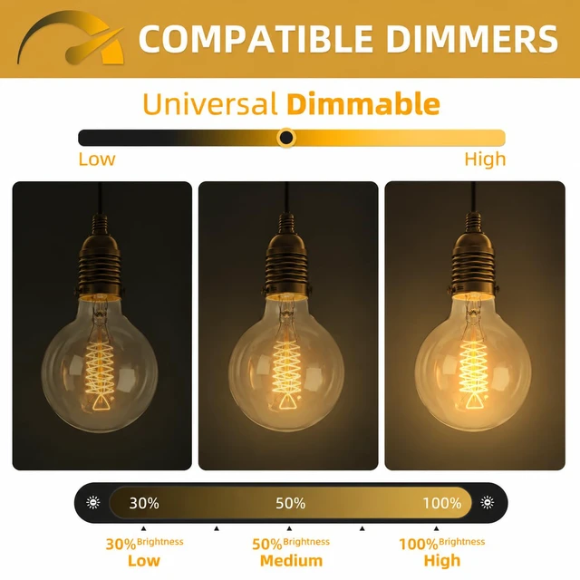 Alt view image 2 of 7 - 60W Incandescent Light Bulb 4-Pack, G80 Edison Bulb Clear Glass 2200K Warm Light, 230LM Brightness, 110V E26 Base, Dimmable Vintage Style Bulb for Bedroom Living Room Decor