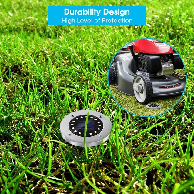Alt view image 6 of 7 - Blue Solar Ground Lights Outdoor with 16 LEDs Waterproof Outdoor