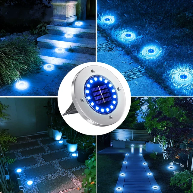 Alt view image 7 of 7 - Blue Solar Ground Lights Outdoor with 16 LEDs Waterproof Outdoor