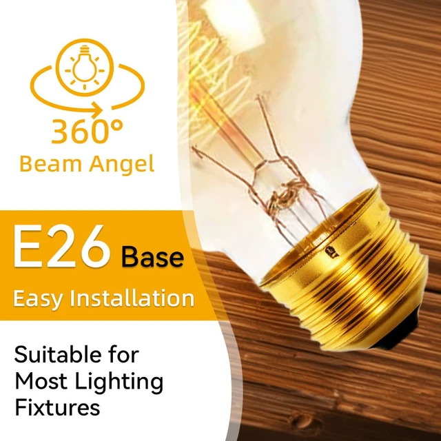 Alt view image 4 of 7 - 60W Incandescent Light Bulb 4-Pack, G80 Edison Bulb Clear Glass 2200K Warm Light, 230LM Brightness, 110V E26 Base, Dimmable Vintage Style Bulb for Bedroom Living Room Decor