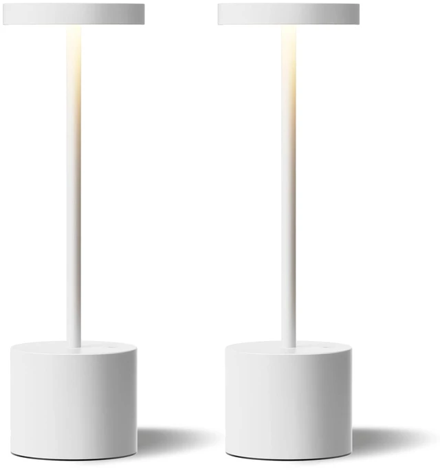 Main image of White Cordless Lamp Set, Rechargeable Lamp, 3 Color Temperature, LED Outdoor Wireless Lamps, Battery Operated Lamps, Stepless Dimmable, Touch Control