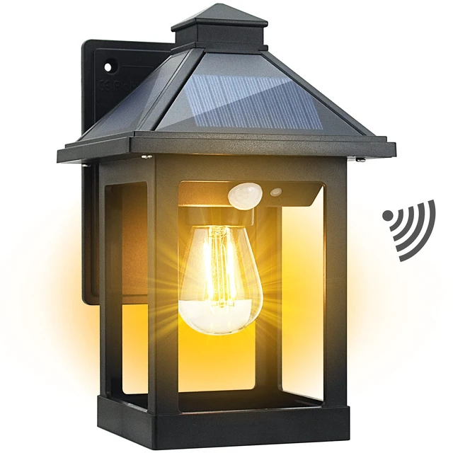 Main image of Solar Wall Lanterns Outdoor with 3 Modes, Dusk to Dawn Motion Sensor Sconce Lights Waterproof, Exterior Front Porch Security Lamps Wall Mount Patio Fence Decorative Light Fixtures