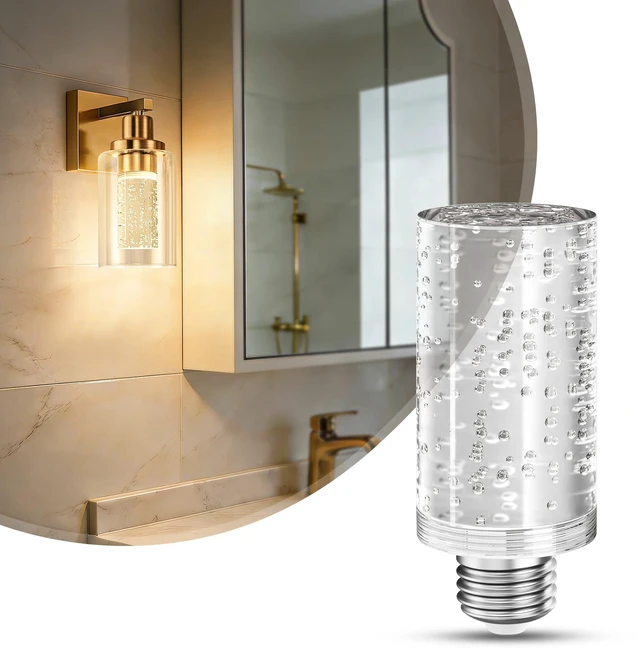 Main image of LED Light Bulbs, 3000K Dimmable Decorative Bubble Light Bulb 1 Pack 40 Watt Equivalent Modern Acrylic Bulbs, E26 Warm White, 5W Suitable for Vanity Lights Chandelier Wall Sconce